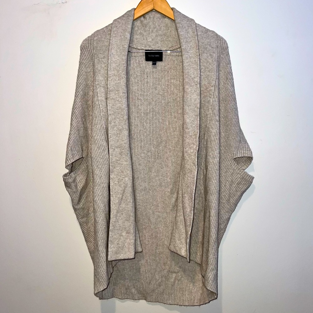 Anthropologie La Fée Verte tan soft short sleeve shrug shawl cocoon cardigan